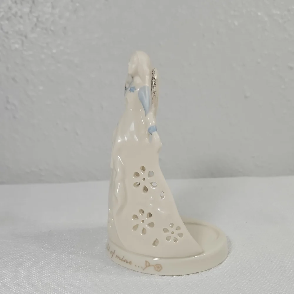 Ceramic Lenox Blue & Cream Angel Votive holder with 24k gold Accents